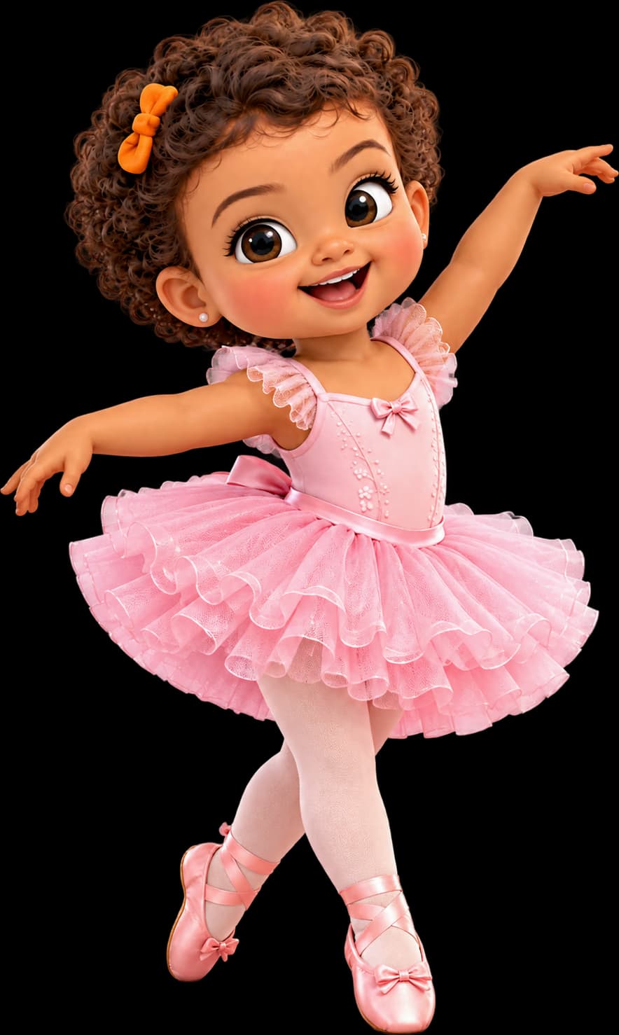 Mary dressed as a ballerina, dancing on tiptoe